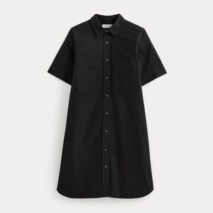 Oxford Black Short Sleeve Shirt Dress – Women